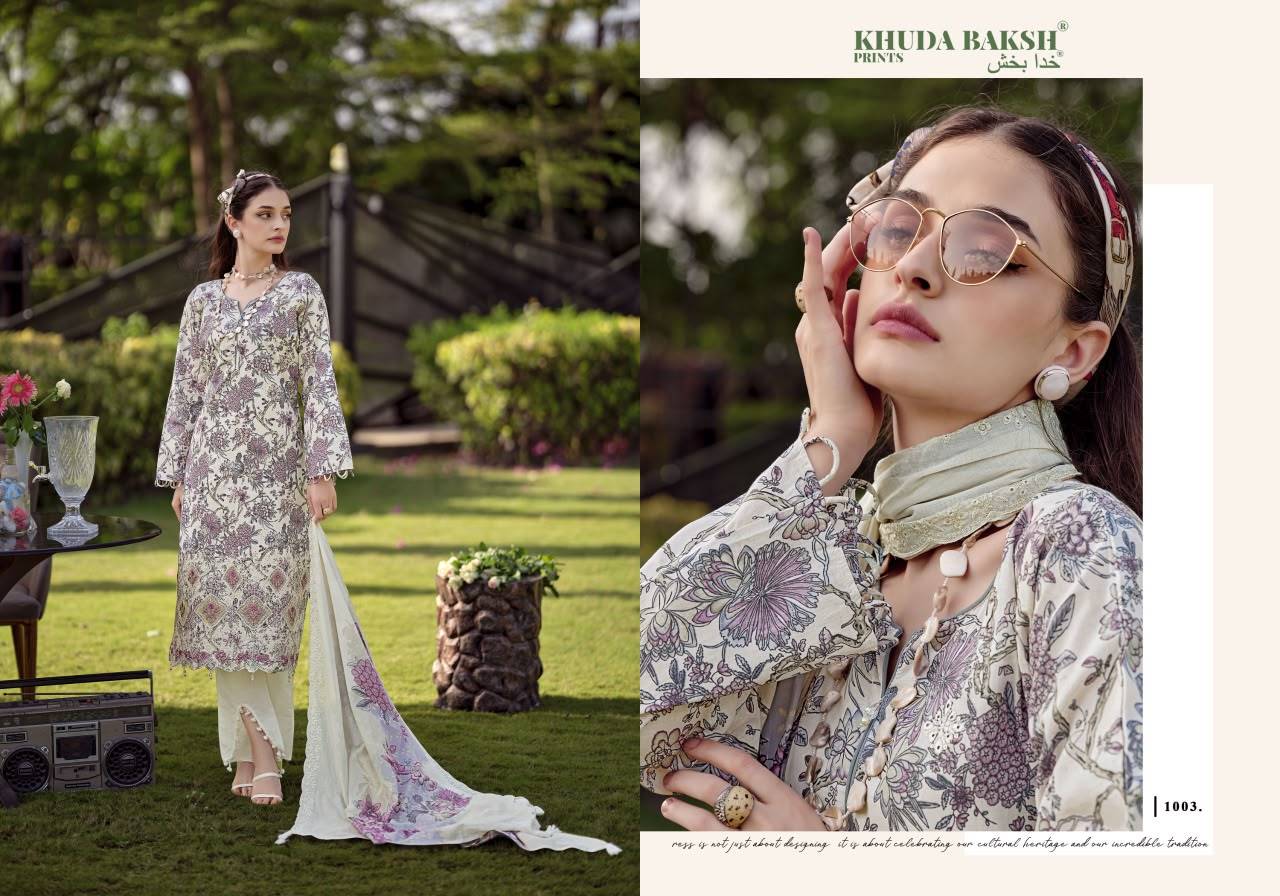 DASTAAN-E-JASHAN VOL 3 By KHUDHA BAKSH 1001 To 1008 Series Pakistani Suits casual Wear PURE LAWN Readymade Stitched Dresses At Wholesale